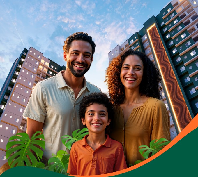 Família feliz no Itamaracá Residencial em Indaiatuba